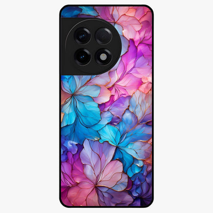 Radiant Floral Whirl Glass Case for 1+11R artistic front view featuring swirling floral artwork