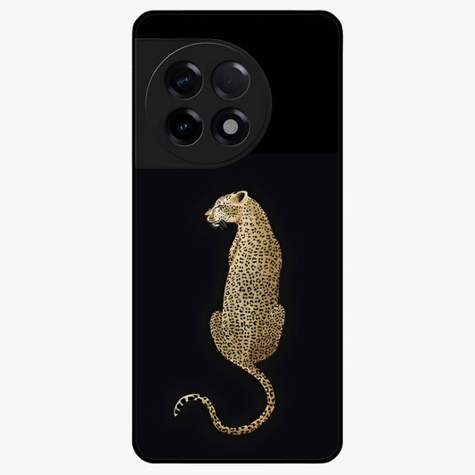Regal Leopard Glass Case for 1+11R bold front view featuring majestic leopard artwork with rich tones