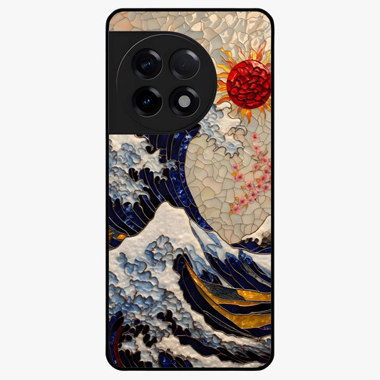 Rising Wave Glory Glass Case for 1+11R dynamic front view featuring powerful wave inspired artwork