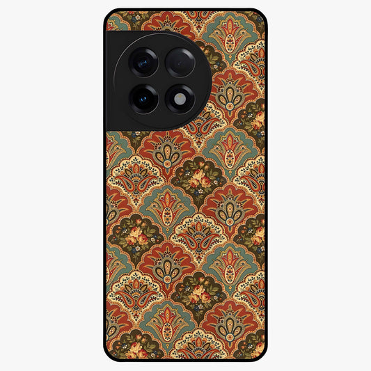 Royal Threadwork Glass Case for 1+11R elegant front view featuring embroidered threadwork inspired artwork