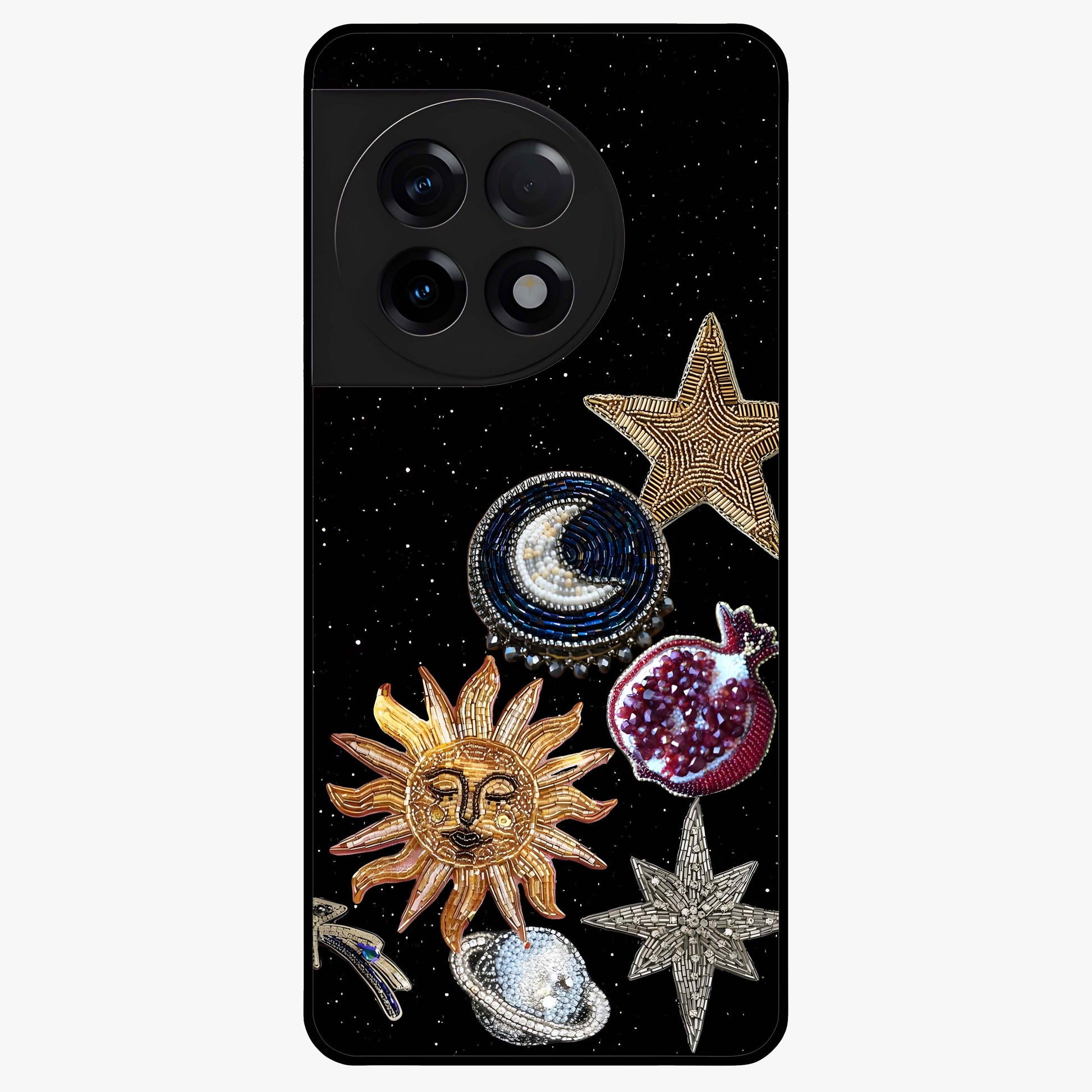 Scarlet Sky Flight Glass Case for 1+11R dramatic front view featuring bold sky inspired artwork in scarlet tones