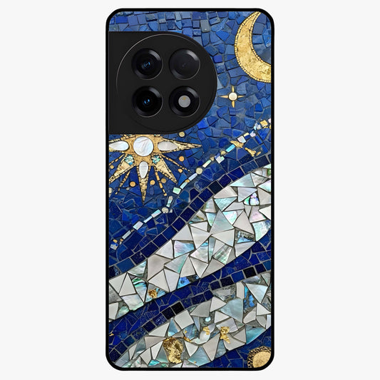 Serene Crane Flight Glass Case for 1+11R graceful front view featuring crane bird artwork in calm tones