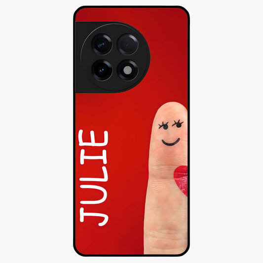 Smiling Love Sign Glass Case for 1+11R romantic front view featuring love sign inspired artwork