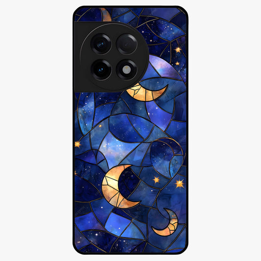 Starlit Sky Tapestry Glass Case for 1+11R elegant front view featuring starry sky artwork in tapestry style