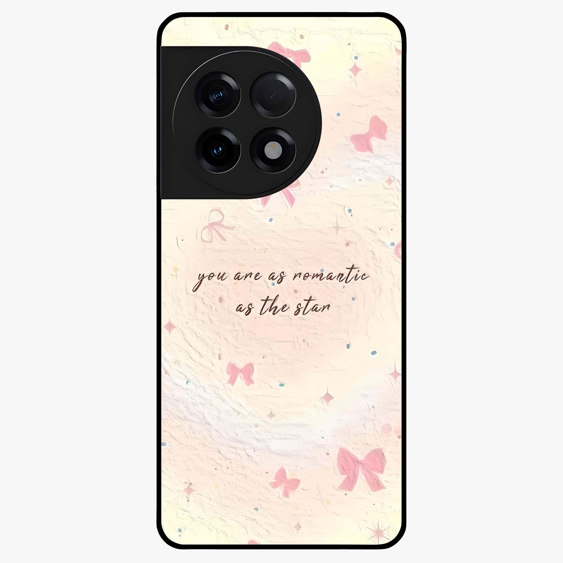 Starry Bow Romance Glass Case for 1+11R charming front view featuring romantic bow artwork with star accents