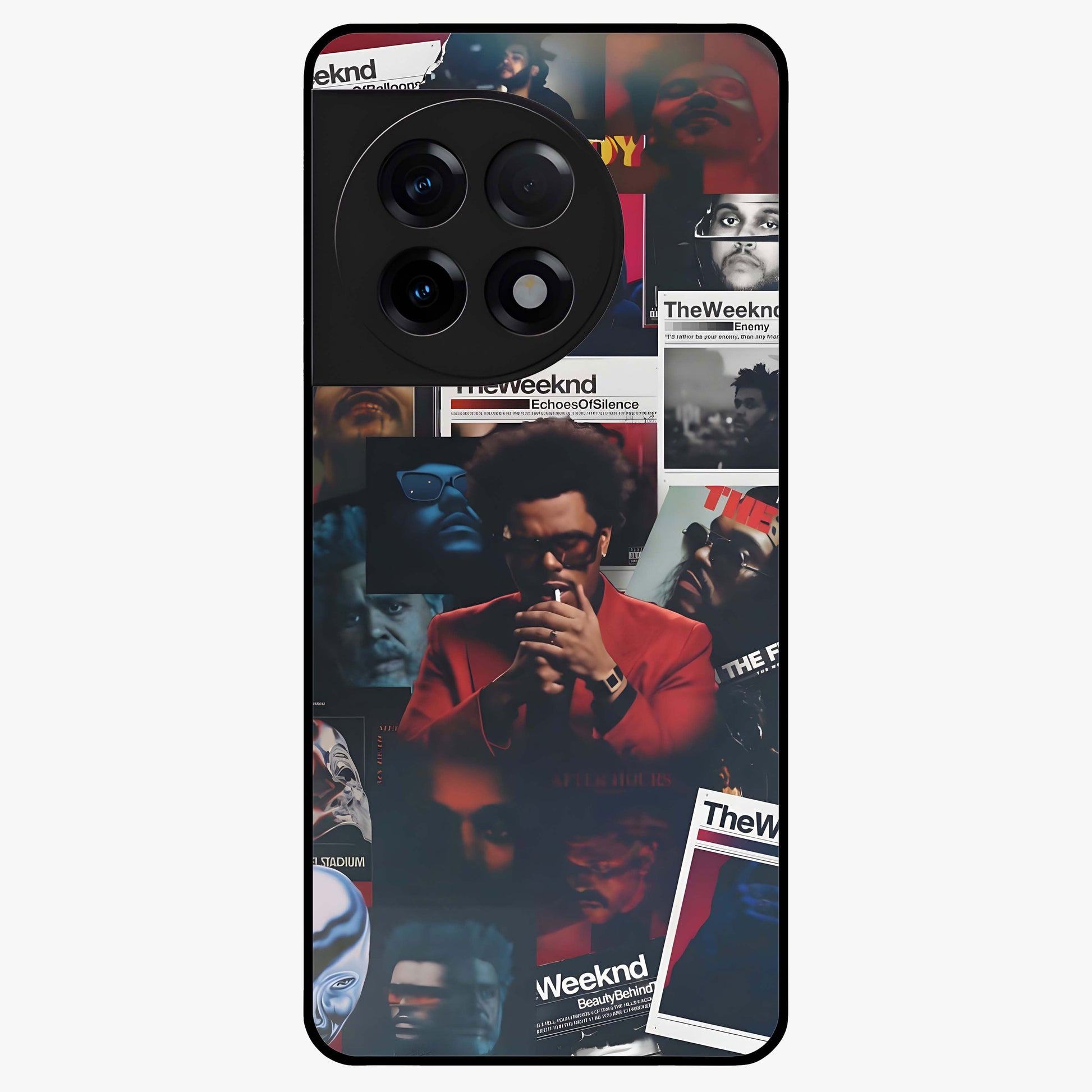The Weeknd Glass Case for 1+11R stylish front view featuring music inspired artistic artwork