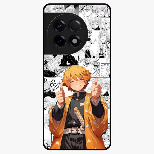 Thunder Smile Hero Glass Case for 1+11R bold front view featuring powerful hero inspired artwork with electric tones
