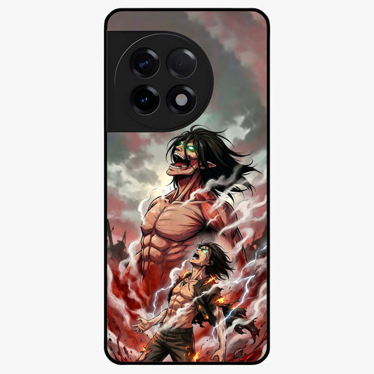 Titan Awakening Fury Glass Case for 1+11R intense front view featuring powerful titan inspired artwork