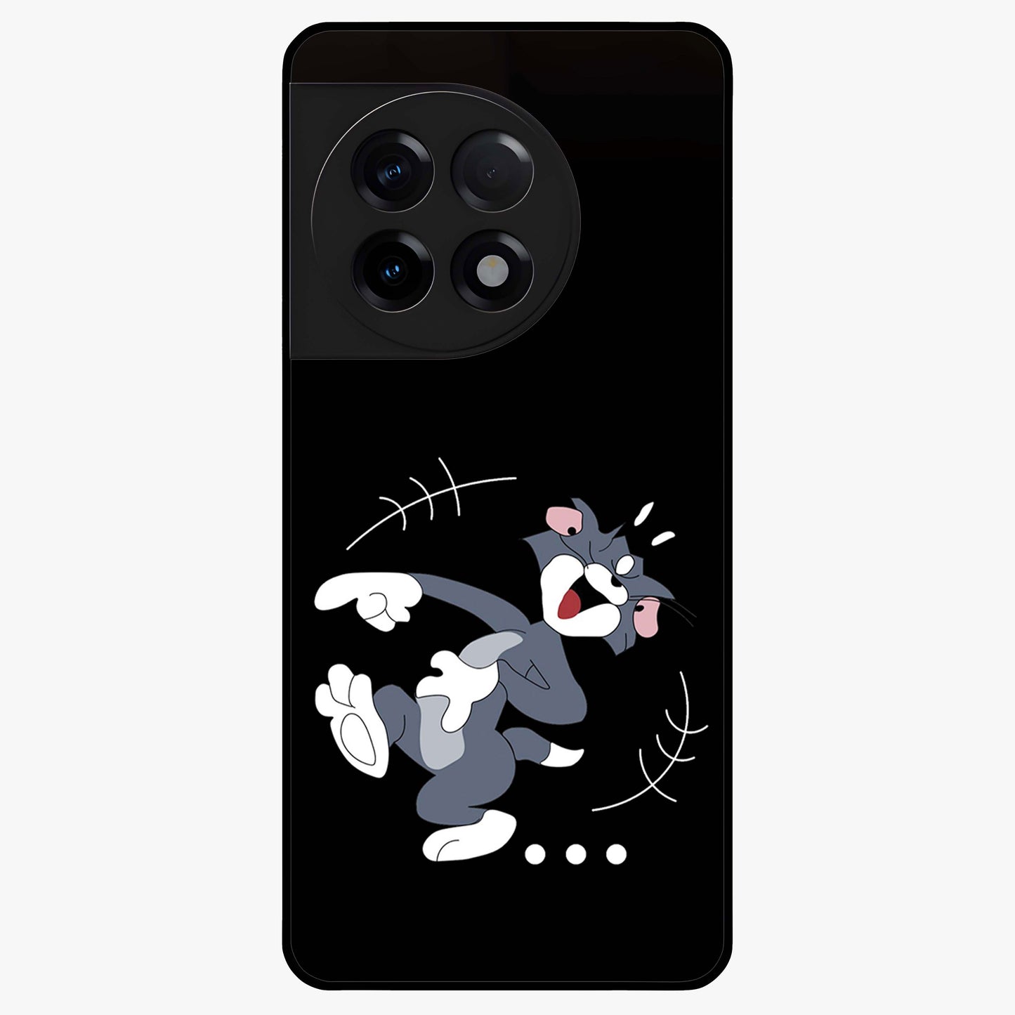 Tom in Trouble Glass Case for 1+11R playful front view featuring animated character artwork in humorous theme