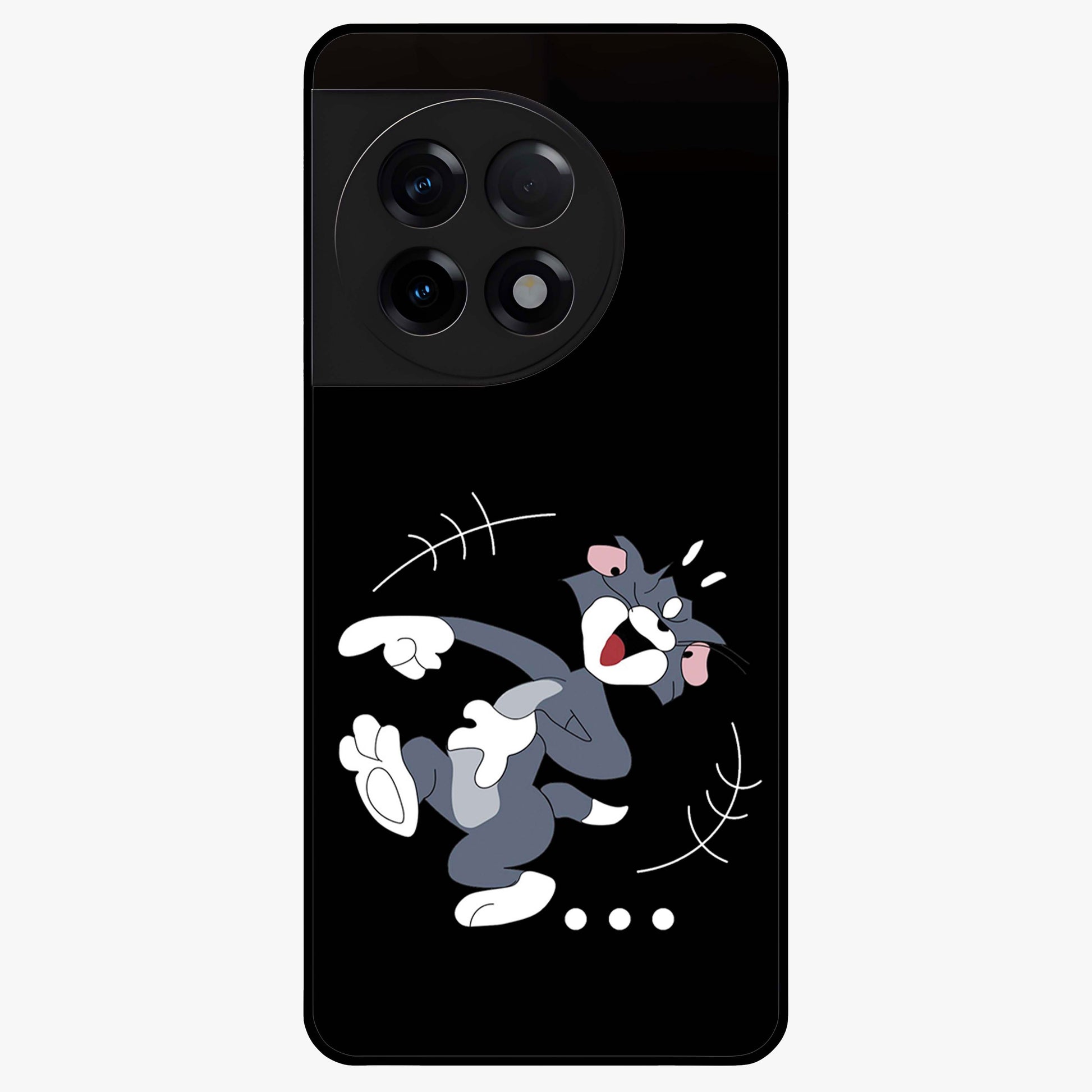 Tom in Trouble Glass Case for 1+11R playful front view featuring animated character artwork in humorous theme