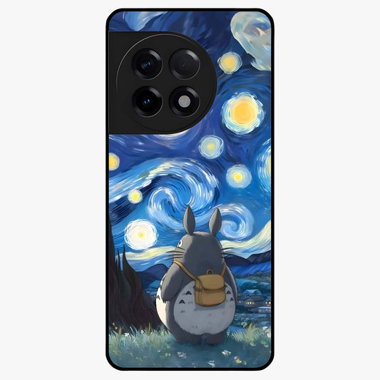 Totoro in Van Gogh Art Glass Case for 1+11R artistic front view featuring whimsical character artwork in painterly style