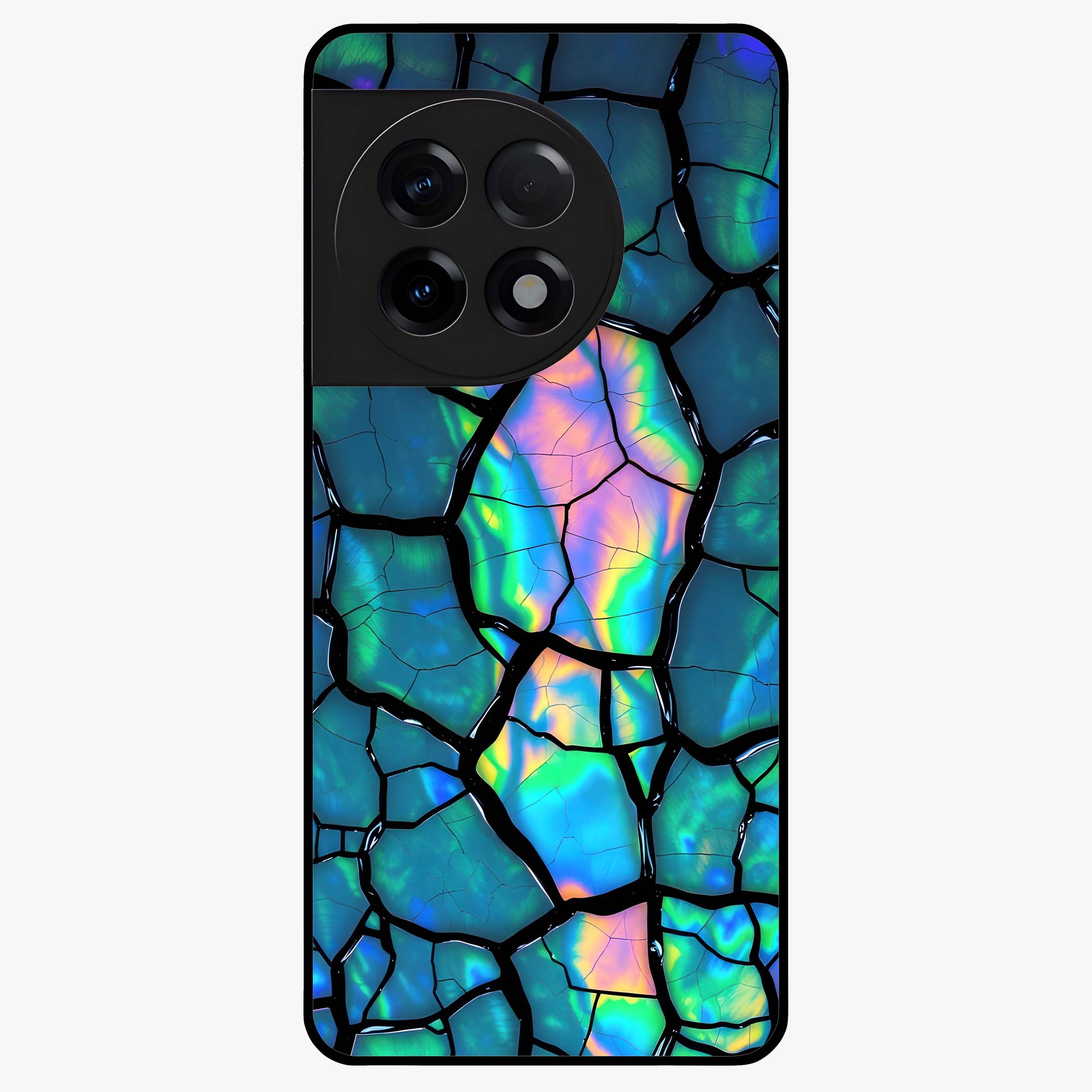 Tropical Wing Vibe Glass Case for 1+11R vibrant front view featuring wing inspired artwork with tropical colors