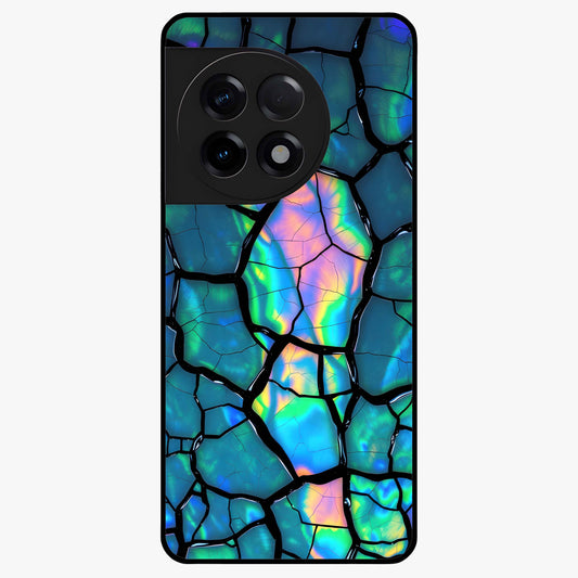 Tropical Wing Vibe Glass Case for 1+11R vibrant front view featuring wing inspired artwork with tropical colors
