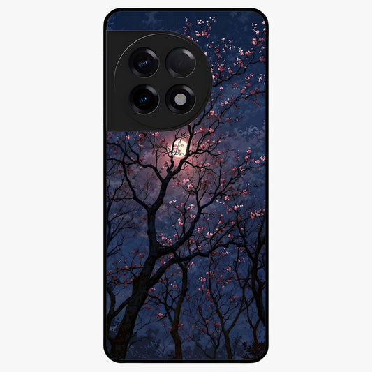Twilight Sakura Serenade Glass Case for 1+11R elegant front view featuring cherry blossom artwork under twilight sky