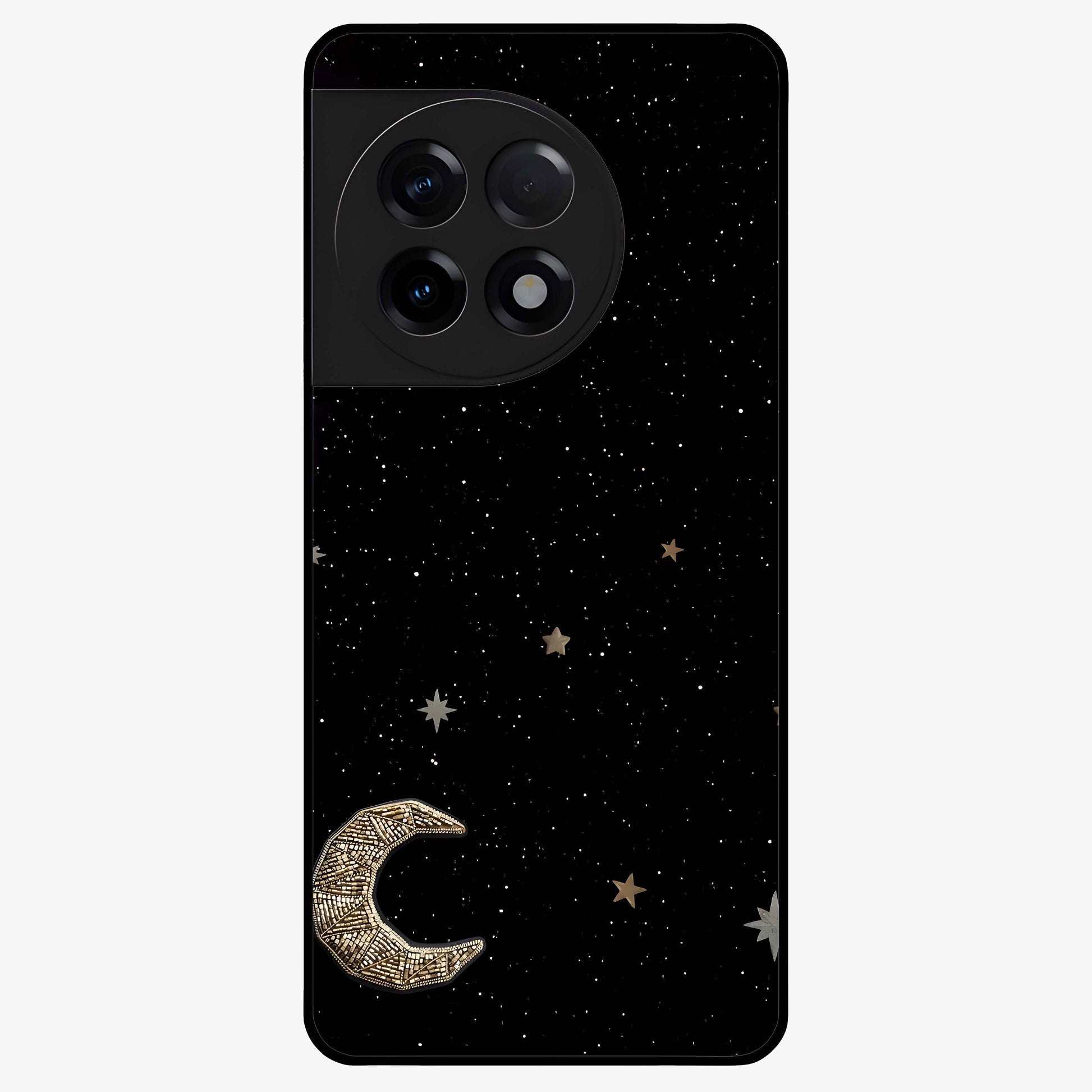 Twinkle Star With Half Moon Glass Case for 1+11R dreamy front view featuring star and crescent moon artwork