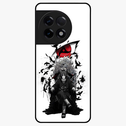 Uchiha Shadow Throne Glass Case for 1+11R intense front view featuring dark anime inspired throne artwork