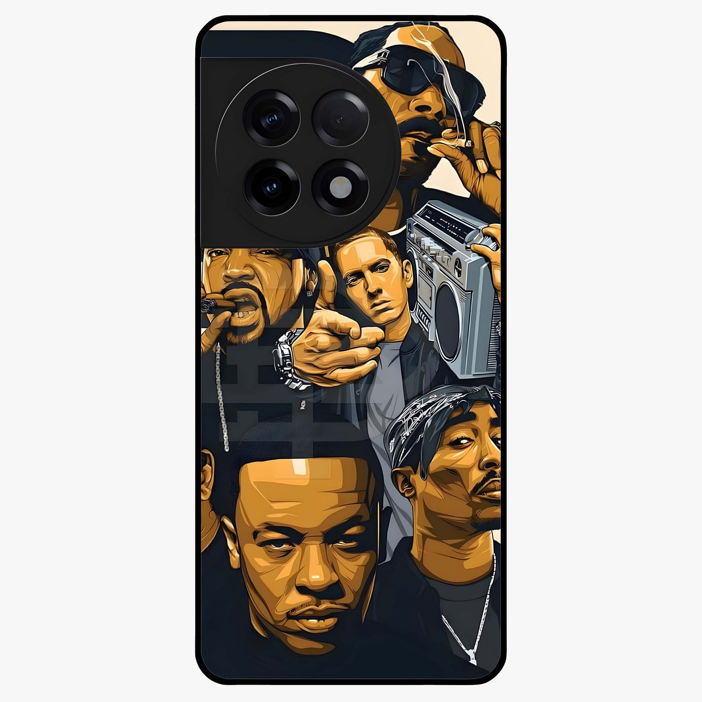 Urban Rap Legends Glass Case for 1+11R bold front view featuring street inspired music artwork