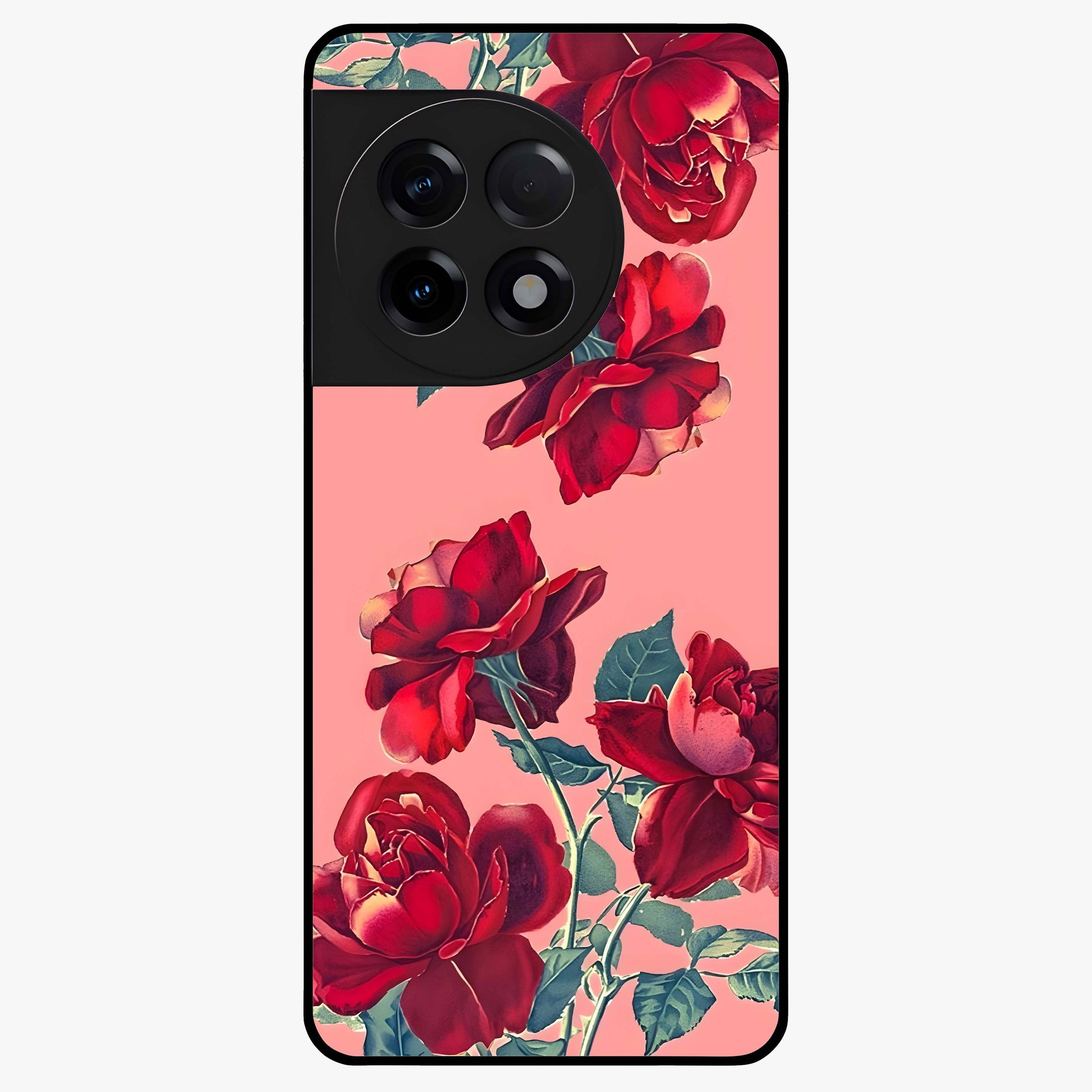 Vintage Rose Beauty Glass Case for 1+11R elegant front view featuring classic rose artwork in muted vintage tones