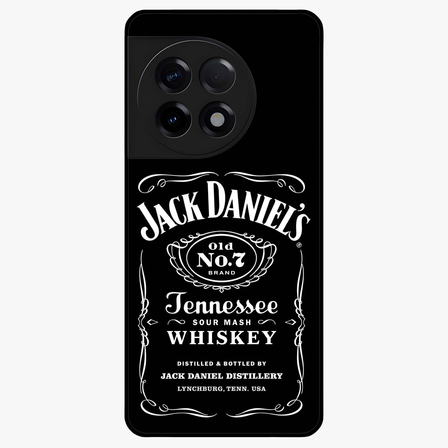 Vintage Whiskey Heritage Glass Case for 1+11R bold front view featuring classic whiskey label inspired artwork
