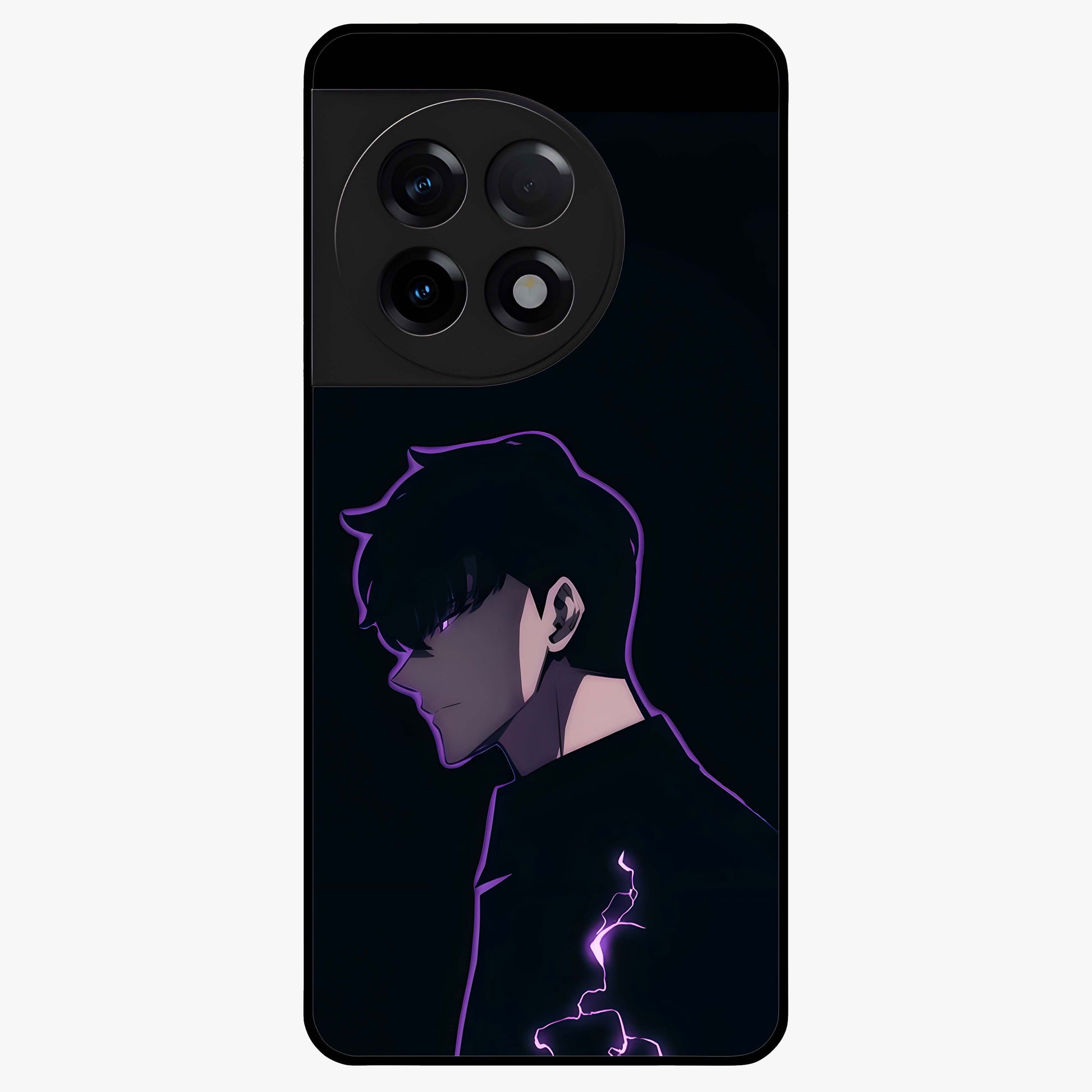 Void Lightning Phantom Glass Case for 1+11R electrifying front view featuring lightning inspired dark artwork