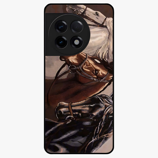 Wild Trio Gallop Glass Case for 1+11R powerful front view featuring three horses in motion with dynamic artwork