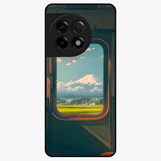 Window to Fuji Glass Case for 1+11R scenic front view featuring Mount Fuji artwork framed through a window design