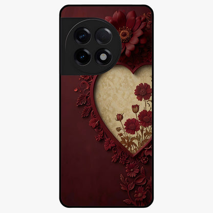 Wine Heart Vintage Art Glass Case for 1+11R romantic front view featuring heart shaped vintage wine inspired artwork