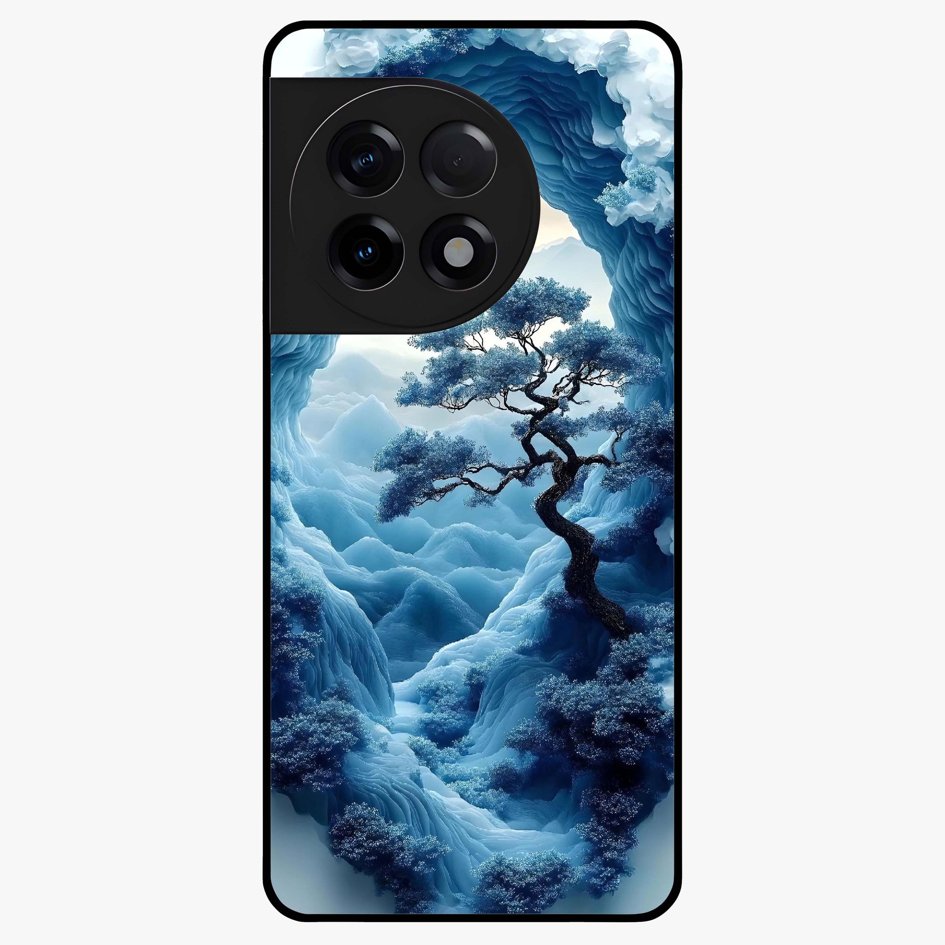 Winter Gate View Glass Case for 1+11R serene front view featuring snowy gate landscape artwork