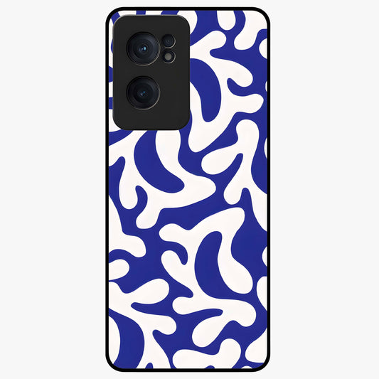 Abstract Coral Waves Glass Case for 1+Nord Ce 2  front view featuring flowing ocean inspired coral wave artwork