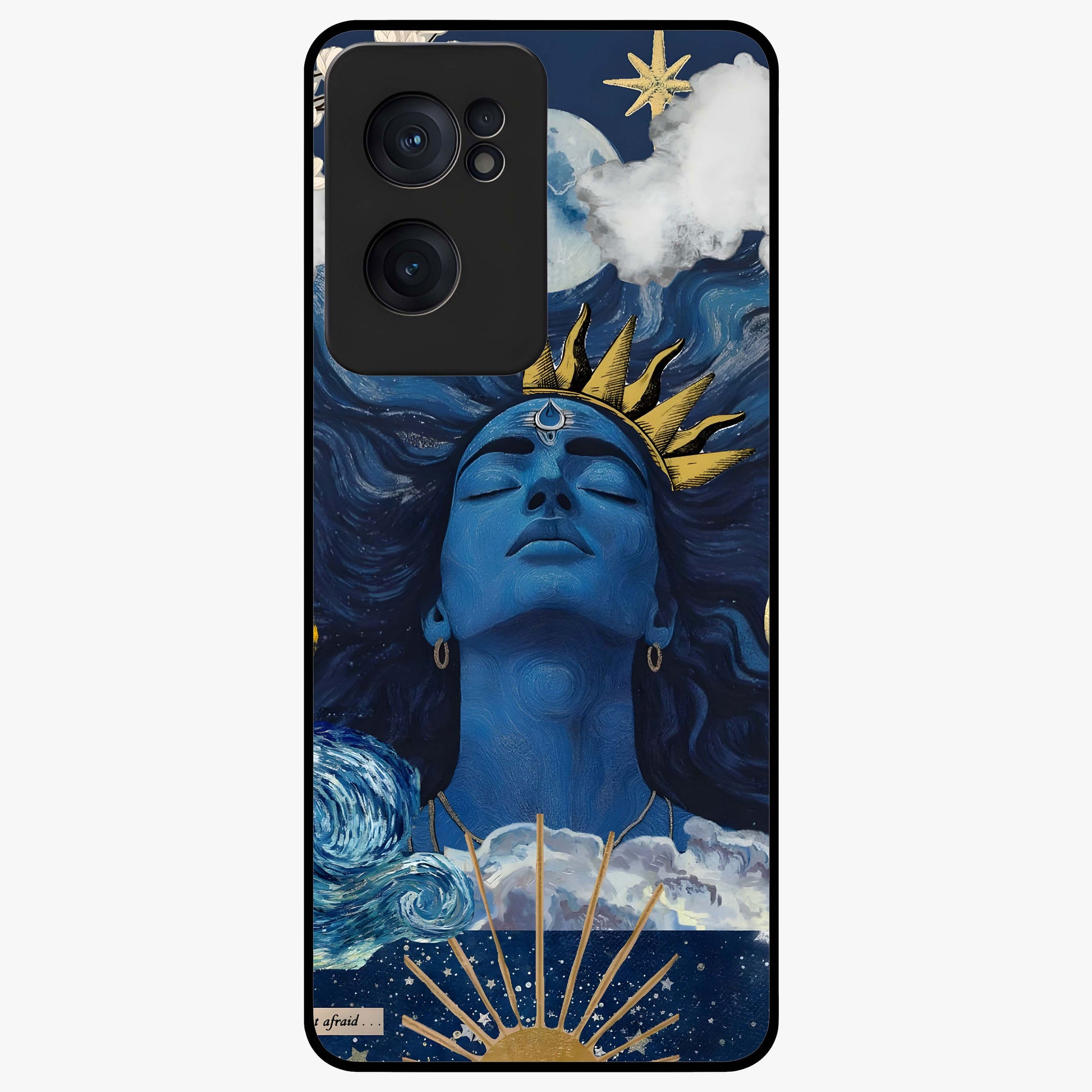 Aesthetic Lord Shiva Glass Case for 1+Nord Ce 2  bold front view featuring detailed spiritual Shiva artwork