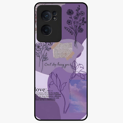 Aesthetic Love With Flower Glass Case for 1+Nord Ce 2  romantic front view featuring floral love themed artwork
