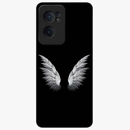 Angel Wing Grace Glass Case for 1+Nord CE 2  elegant front view featuring soft angel wing artwork
