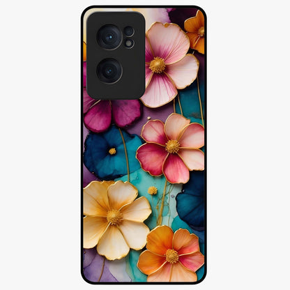Artlyn Grace Flower Pattern Glass Case for 1+Nord CE 2  elegant front view featuring soft floral pattern artwork