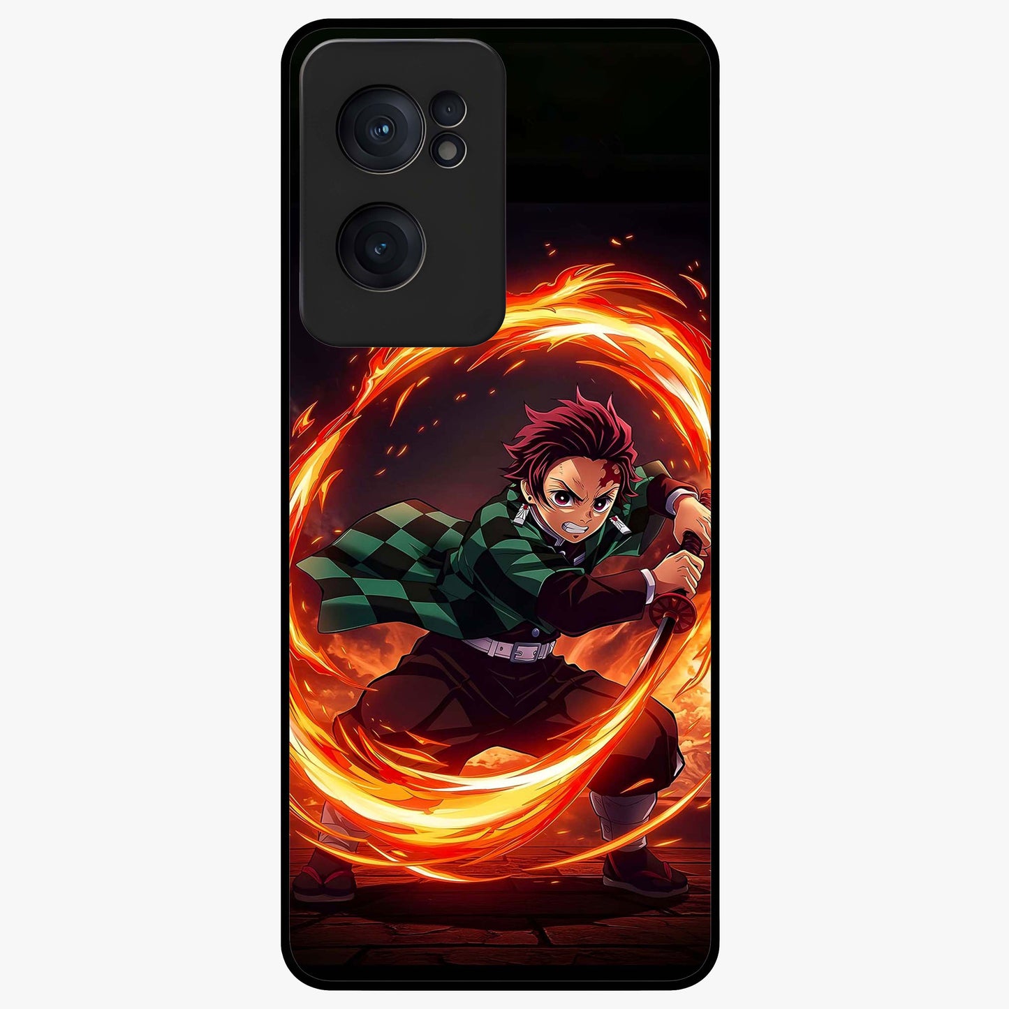 Blazing Sword Resolve Glass Case for 1+Nord CE 2  showing full back design in clean flat view with blazing sword artwork and glossy glass finish.