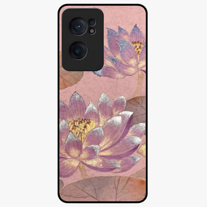 Blossom Mist Lotus Glass Case for 1+Nord Ce 2  calm front view featuring lotus flower artwork with misty tones