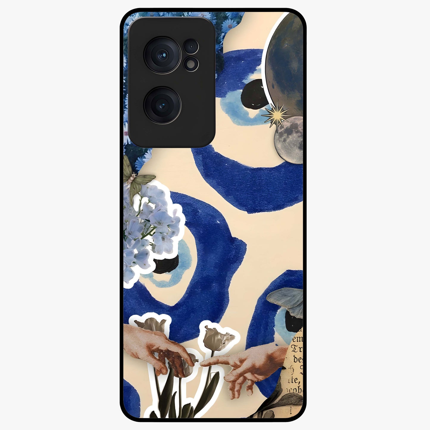 Blue Evil Divine Glass Case for 1+Nord CE 2  bold front view featuring vibrant evil eye artwork with divine aesthetic tones