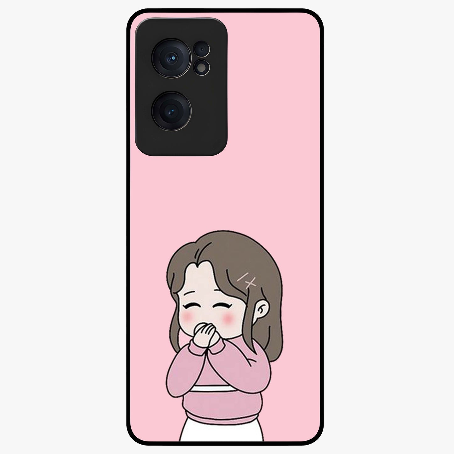 Blushing Love Moment Glass Case for 1+Nord CE 2  romantic front view featuring soft blush love themed artwork