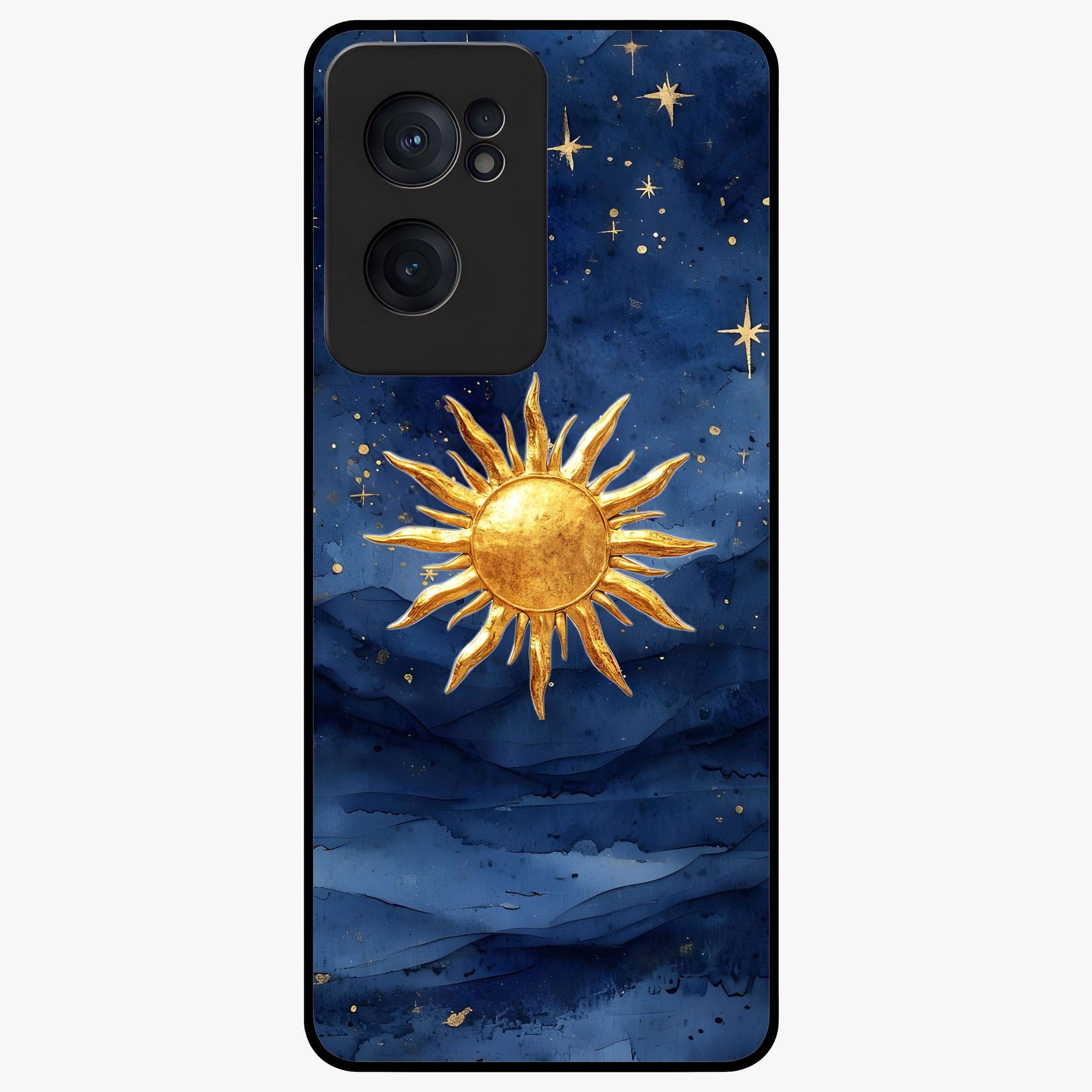Celestial Blue Glow Glass Case for 1+Nord CE 2  radiant front view featuring glowing blue cosmic artwork