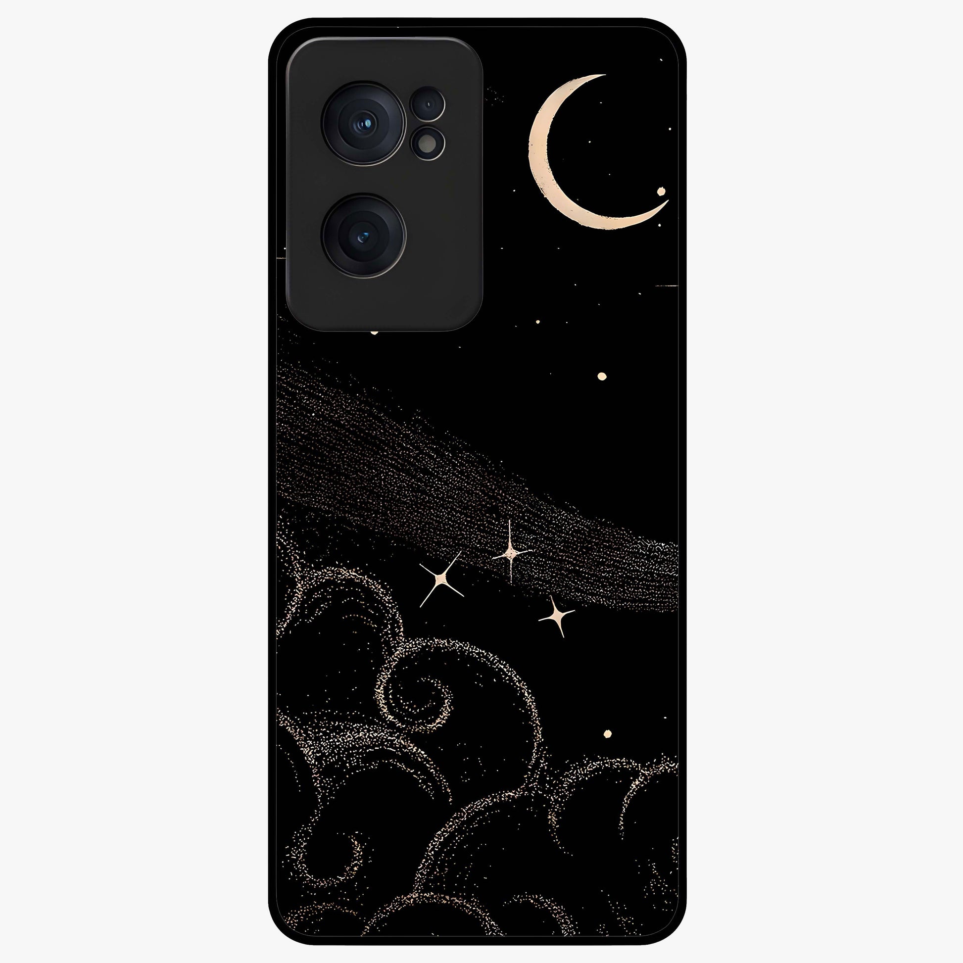 Celestial Midnight Veil Glass Case for 1+Nord CE 2  dramatic front view featuring deep midnight sky artwork