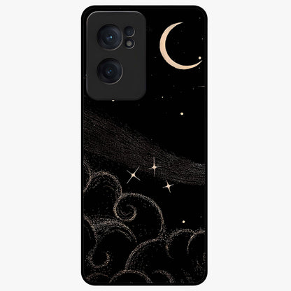 Celestial Midnight Veil Glass Case for 1+Nord CE 2  dramatic front view featuring deep midnight sky artwork