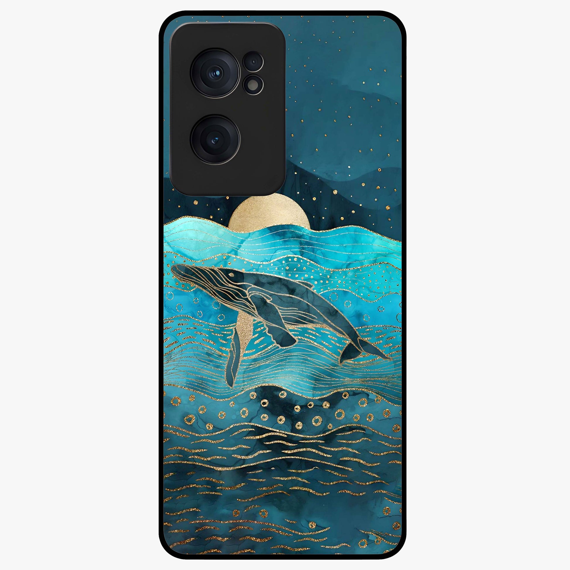 Celestial Whale Voyage Glass Case for 1+Nord CE 2  dreamy front view featuring whale artwork against cosmic sky backdrop