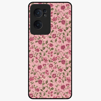Charming Pink Floral Glass Case for 1+Nord CE 2  soft front view featuring delicate pink floral artwork