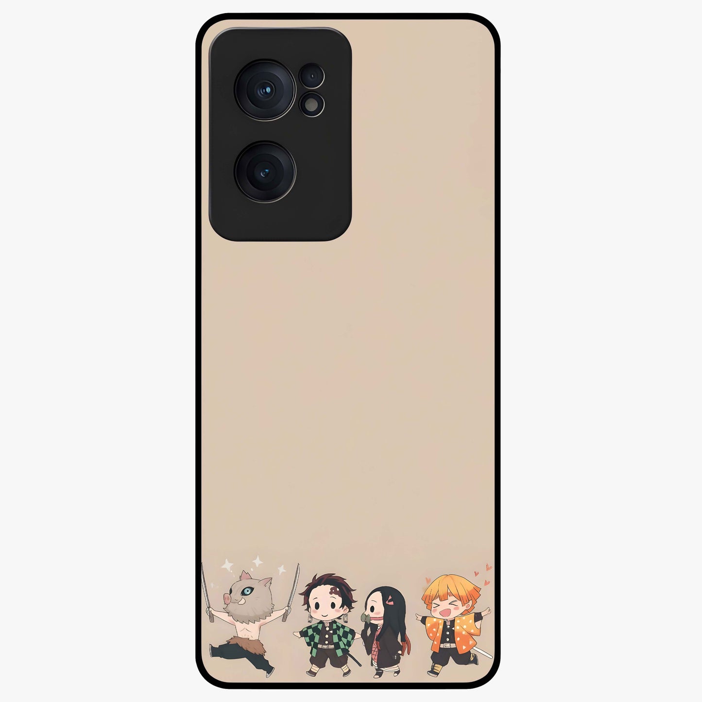 Chibi Demon Squad Glass Case for 1+Nord CE 2  playful front view featuring chibi style character artwork