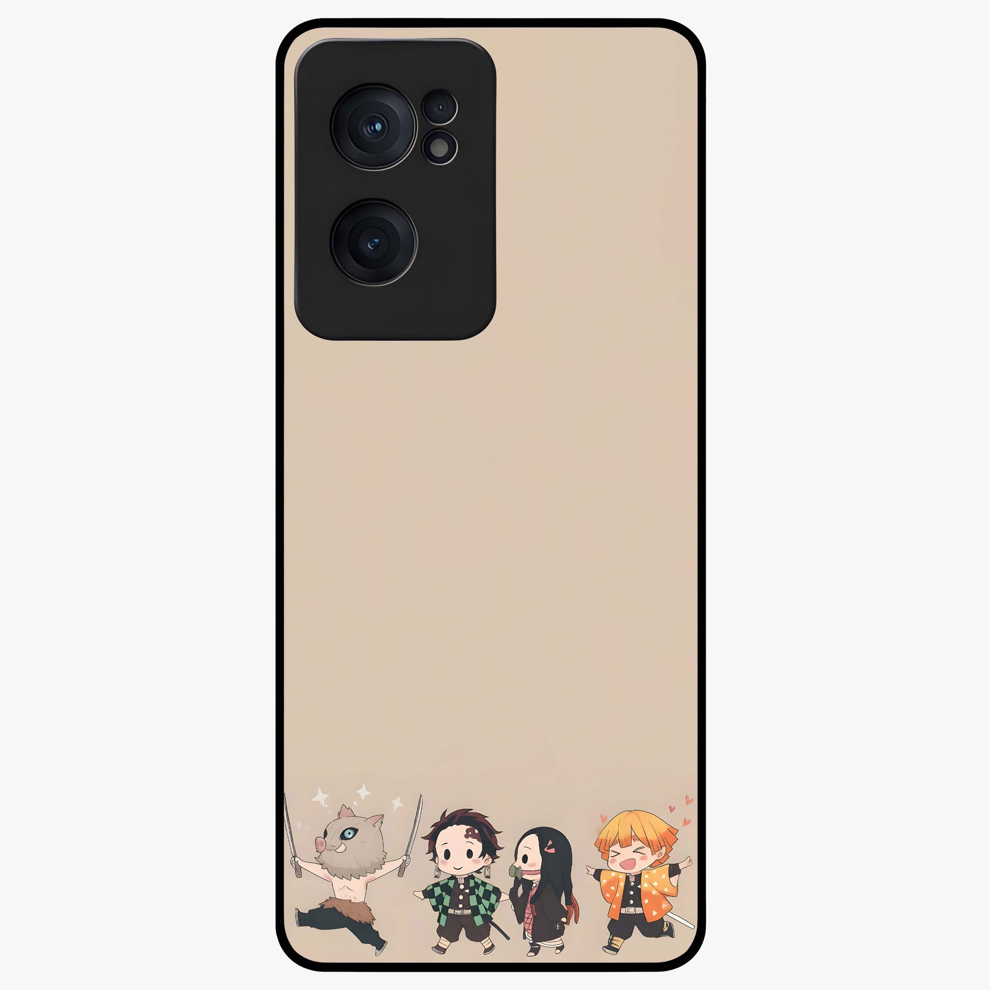 Chibi Demon Squad Glass Case for 1+Nord CE 2  playful front view featuring chibi style character artwork