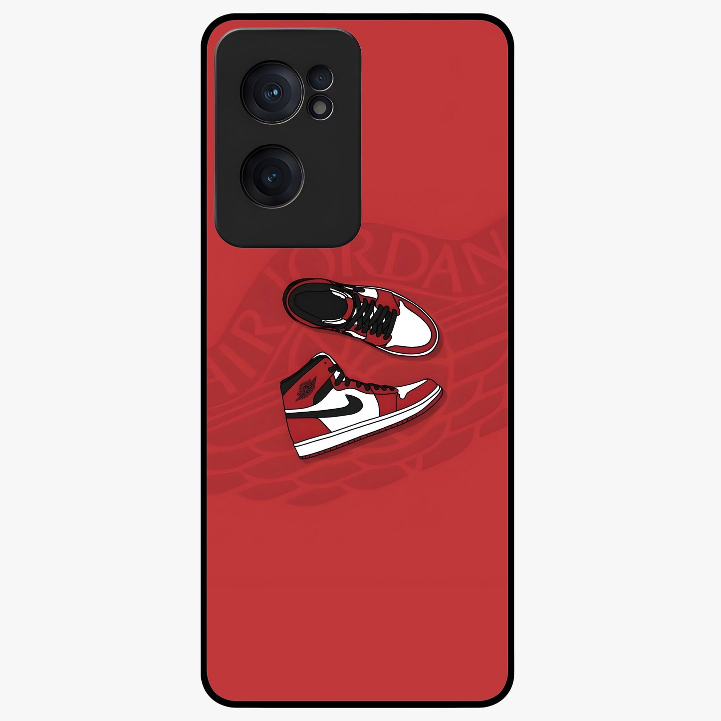 Classic Sneaker Float Glass Case for 1+Nord CE 2  showing full back design in clean flat view with floating sneaker artwork and glossy glass finish.