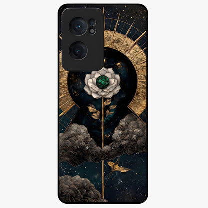 Cosmic Bloom Rose Glass Case for 1+Nord CE 2  elegant front view featuring rose artwork blended with cosmic background