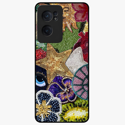 Cosmic Charm Shine Glass Case for 1+Nord CE 2  radiant front view featuring shimmering celestial artwork
