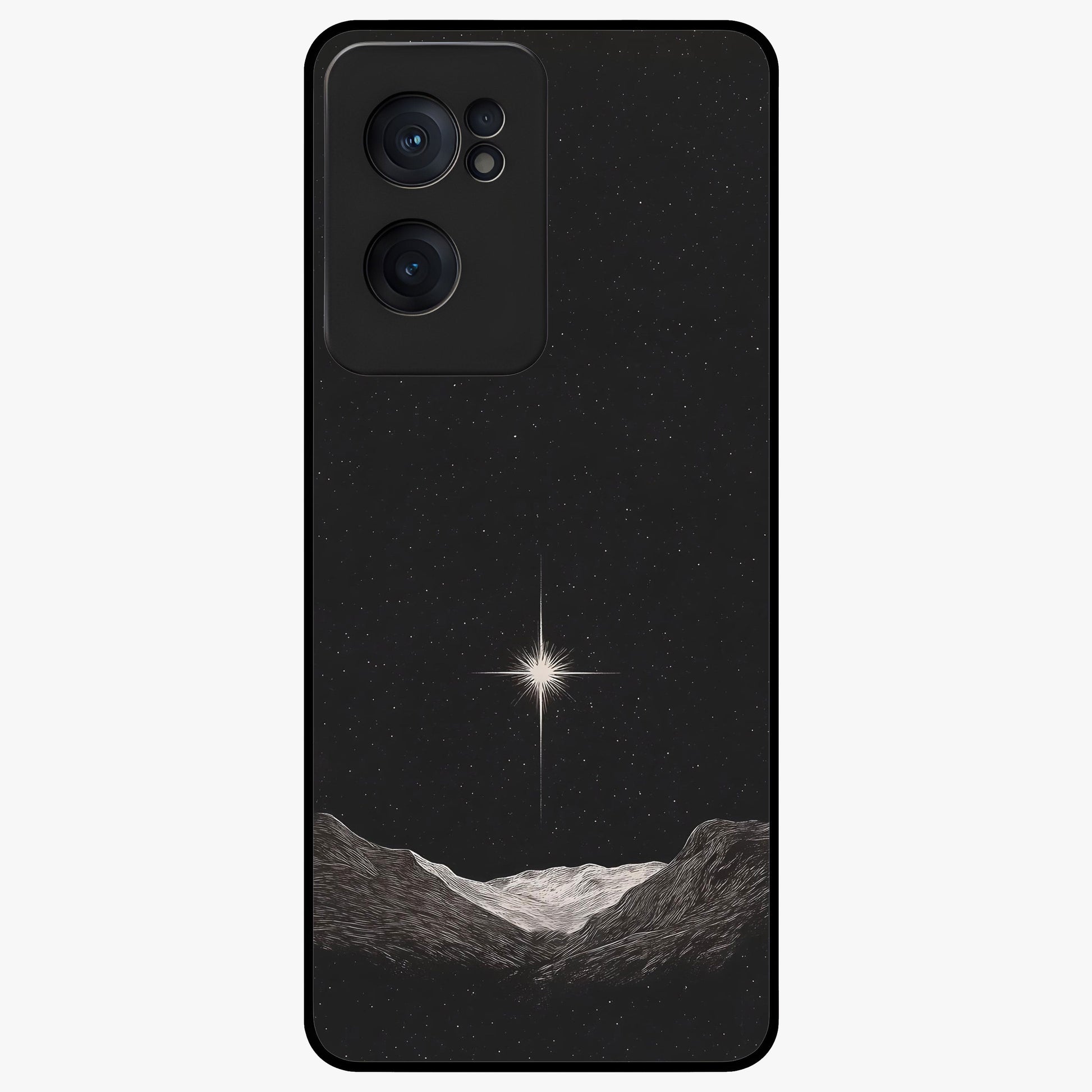 Cosmic Dream Night Glass Case for 1+Nord CE 2  dreamy front view featuring deep night sky artwork with glowing stars