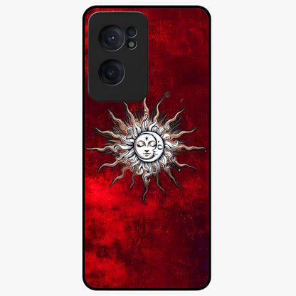 Cosmic Twin Eclipse Glass Case for 1+Nord CE 2  dramatic front view featuring dual eclipse artwork with deep space tones
