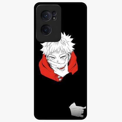 Crimson Chaos Smile Glass Case for 1+Nord CE 2  bold front view featuring edgy smile artwork in deep crimson tones